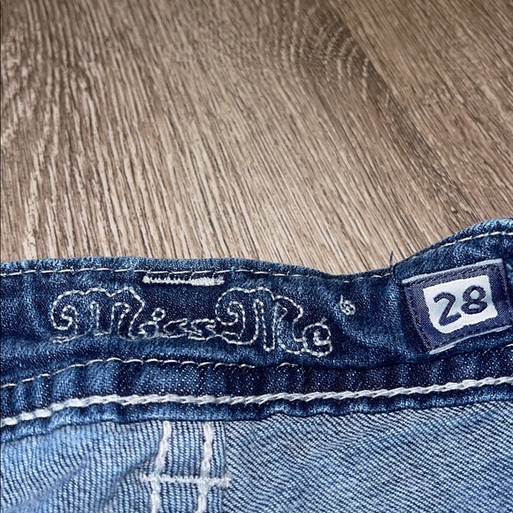 Miss Me Blue Denim Jeans bootcut jeans size 28 rhinestone embroidered embellish - Picture 4 of 10